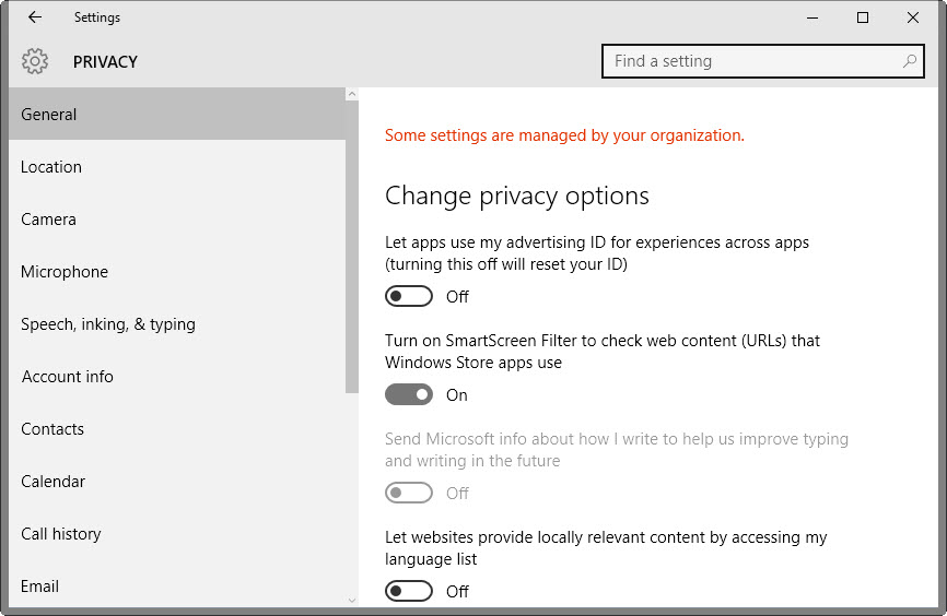 windows 10 privacy
