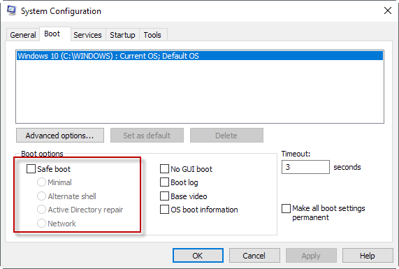 windows 10 safe mode boot