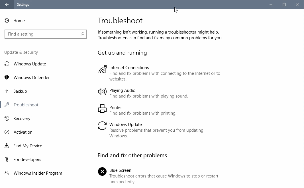 windows 10 troubleshoot