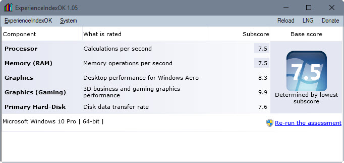 windows experience index