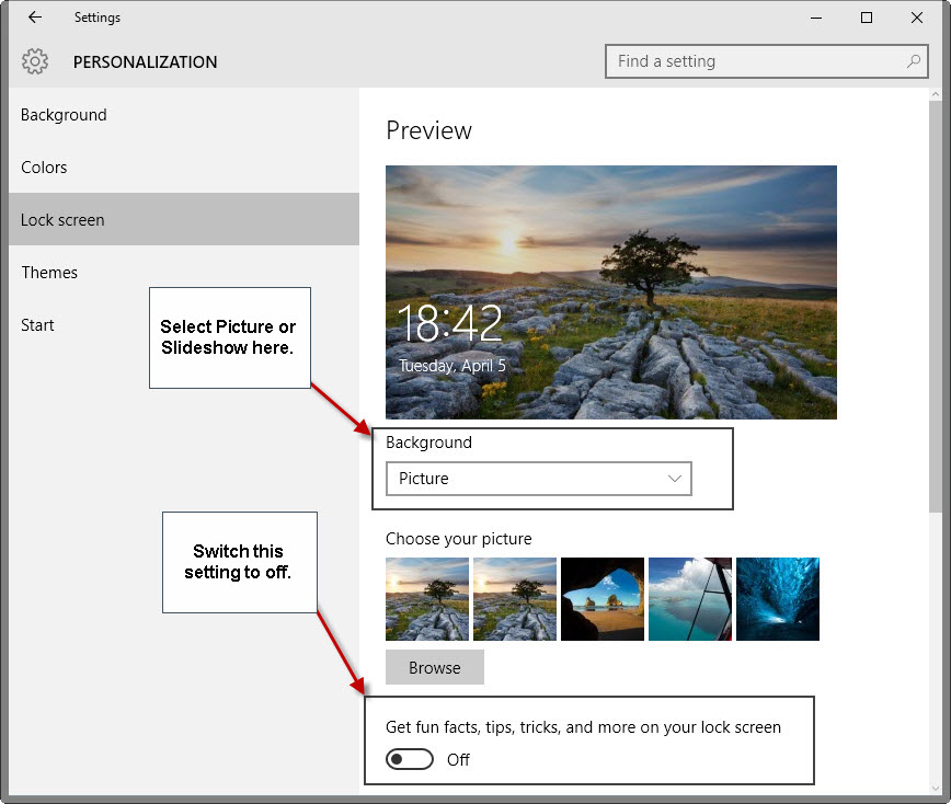windows lock screen turn off ads