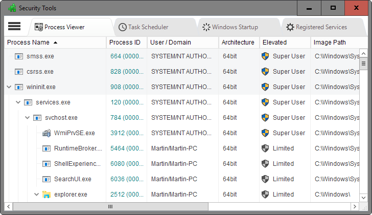windows security processes