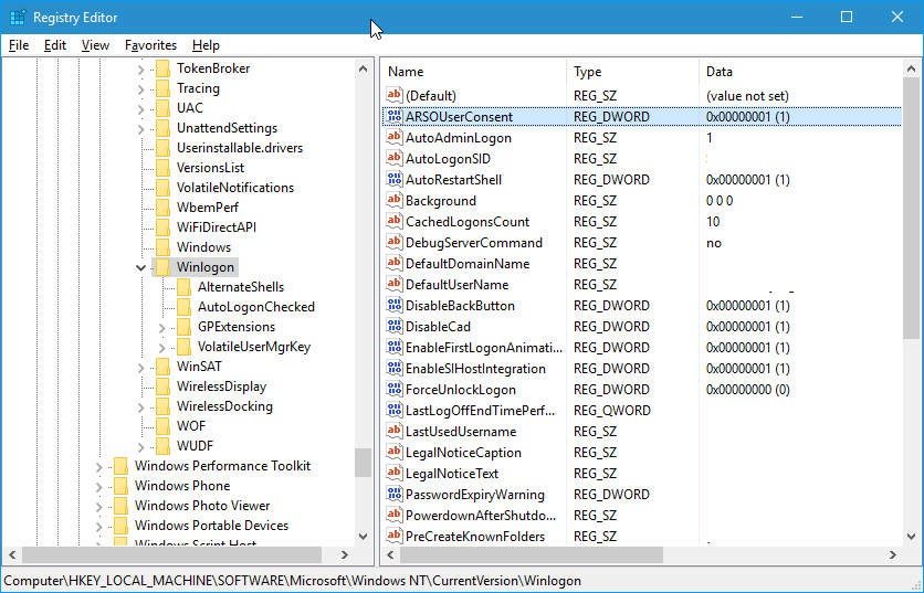 windows update auto logon