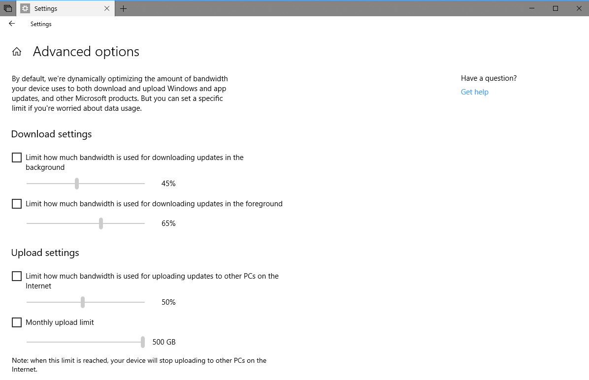 windows update limits