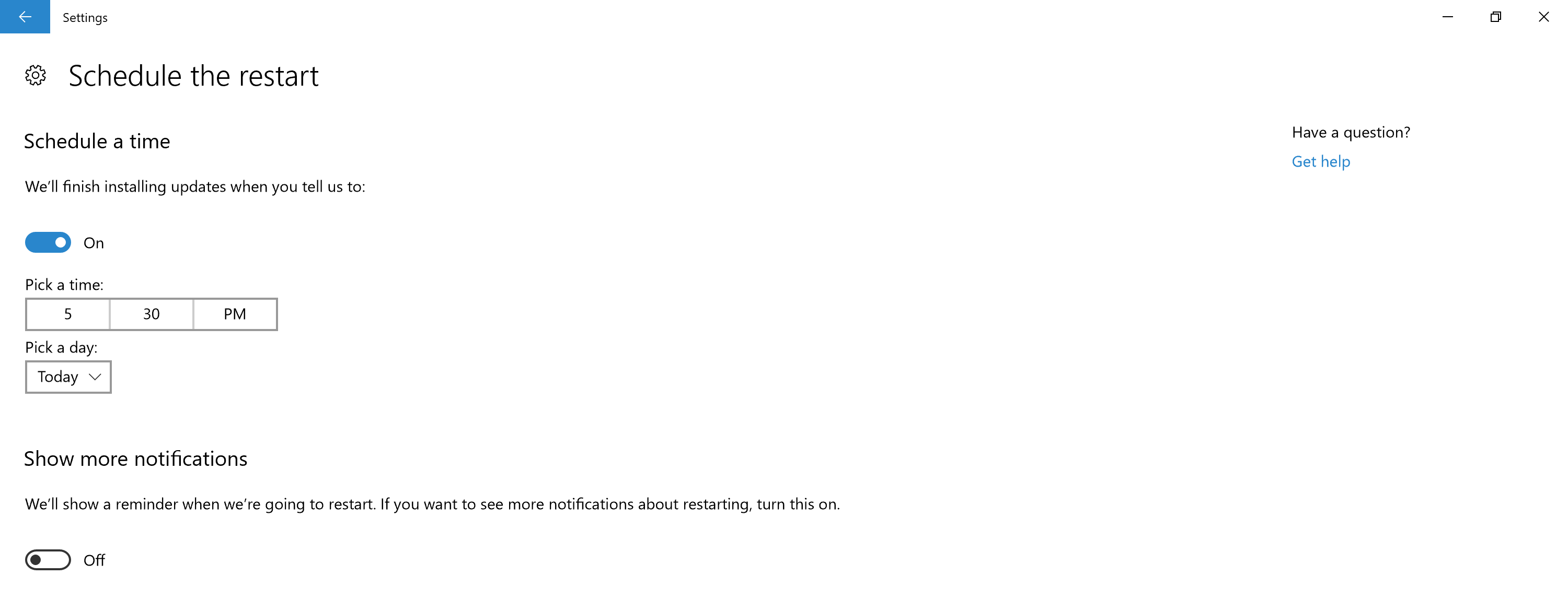 windows update schedule restart