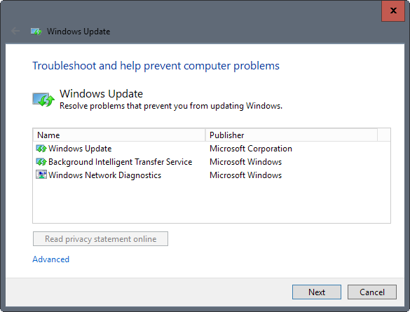 windows update troubleshoot