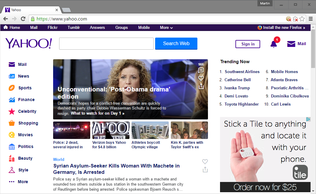 yahoo homepage