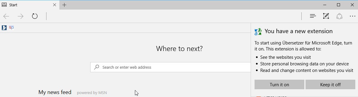 you have a new extension