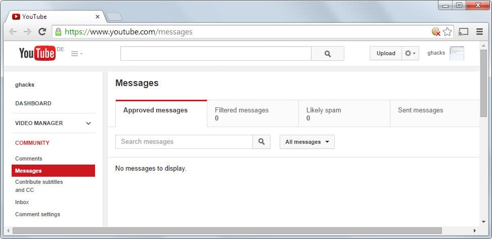 youtube messages