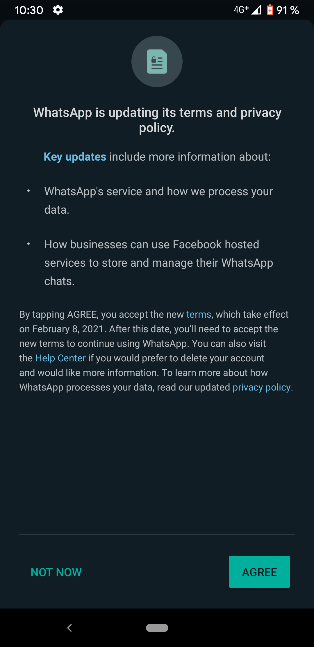 whatsapp facebook privacy update