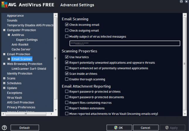 avg antivirus free settings