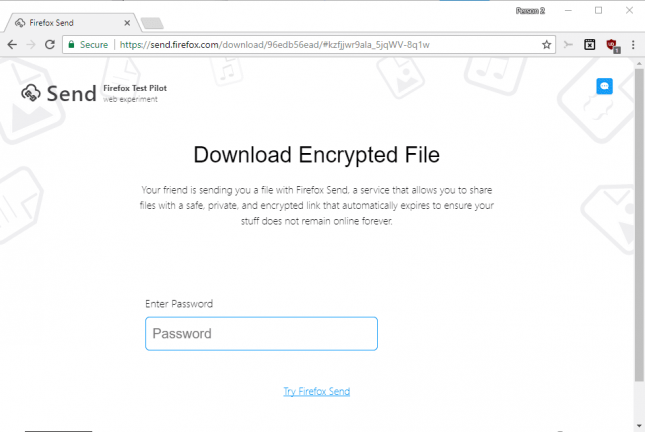 firefox send encrypted password