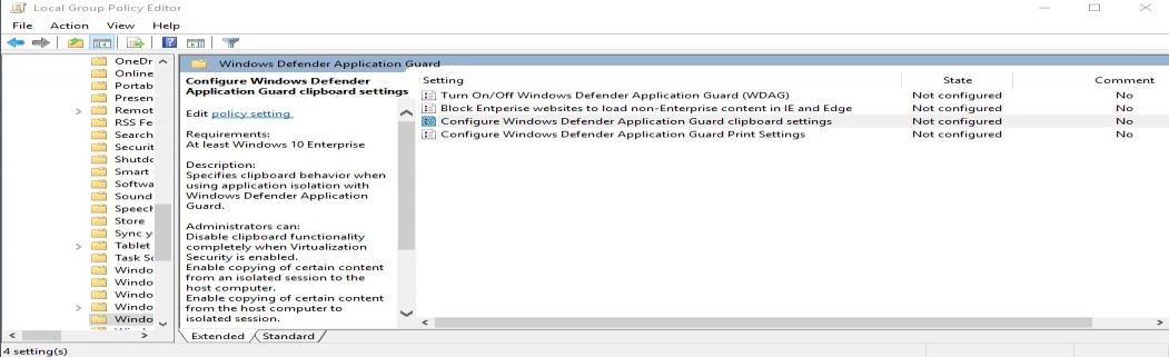 windows application guard group policy